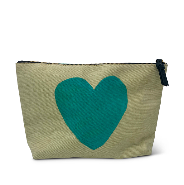 AQUA LOCALS ONLY HAND PAINTED CANVAS POUCH